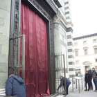 The doors covered before the ceremony of unveiling